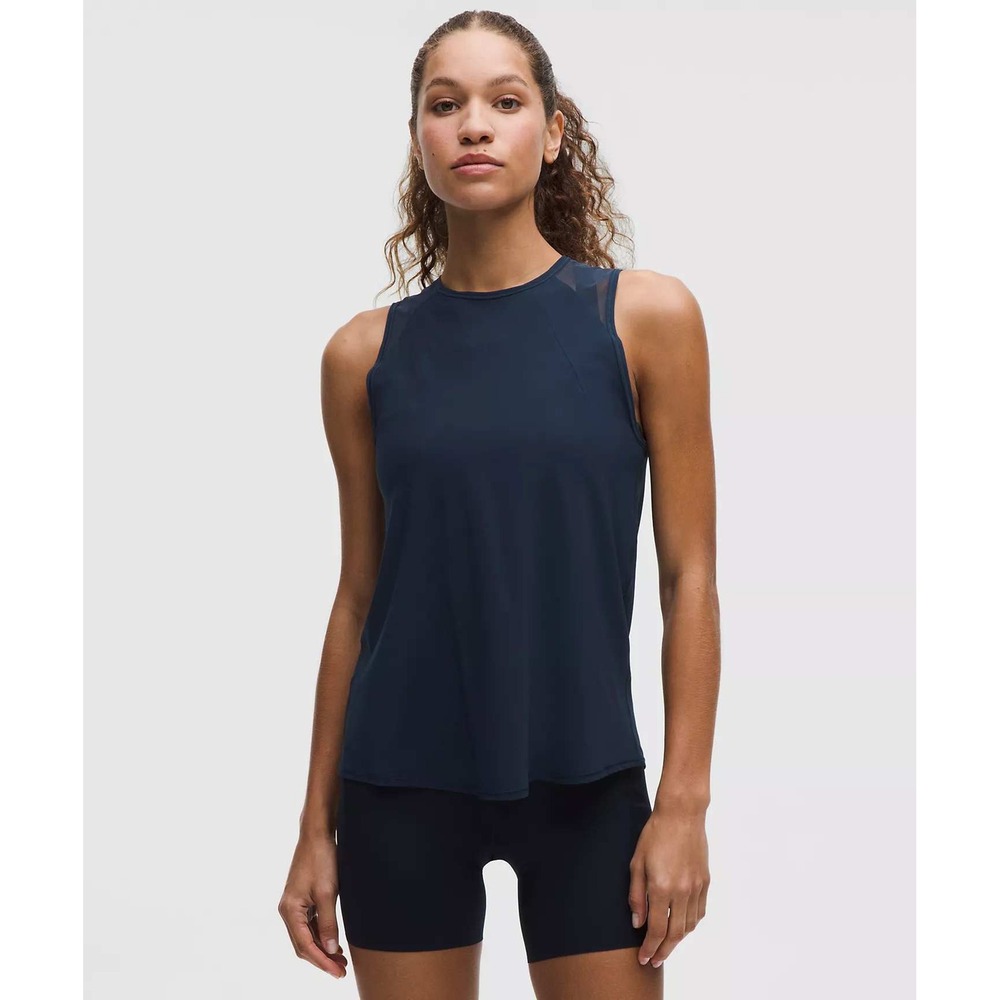 Lululemon Sculpt Tank Top Navy Blue Mesh Back Athletic Gym Shirt Womens 8 or 10